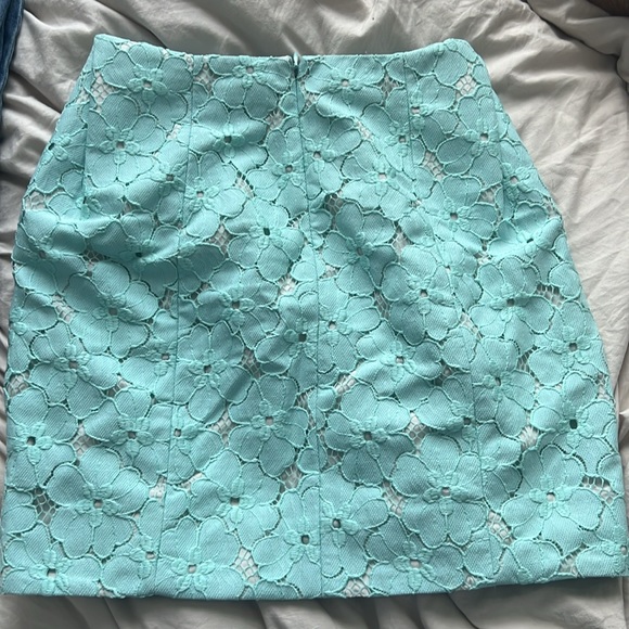 Diane Von Furstenberg Clyde mini lace skirt NWT soft turquoise, size 0 - Picture 4 of 5